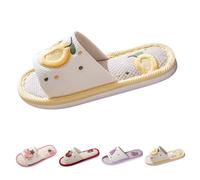 FGUUTYM Slippers for Men and Women, Unisex Open Toe Mules, Linen Silent Floor Slippers, Memory Foam Slippers, Washable Slippers, Bedroom Slippers, Home Silent Slippers, Z3 Yellow, 6 UK
