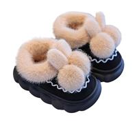 FGUUTYM Slippers Girls Boys Winter Warm Plush Slippers Home Non-Slip Slippers Cuddly Wide Lightweight Cartoon Rabbit Shape Slippers Memory Foam Lined Felt Slippers Indoor Outdoor, Z1 Black, 13 UK
