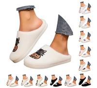 FGUUTYM Slippers Women's Men's Halloween Printed Slippers Winter Plush Warm Felt Slippers Unisex Memory Foam Fluffy Felt Slippers Non-Slip Comfortable Slippers 35-45 EU, Z20 White, 4 UK