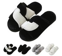 FGUUTYM Slippers Women's Men's Slippers Open Toe Plush Slippers Made of Cotton Lambskin Faux Fur House Slippers Comfortable Lovers Felt Slippers Non-Slip House Slides, White, 4 UK
