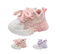 FGUUTYM Trainers Girls Boys Lightweight Sports Shoes with Lacing Breathable Non-Slip Outdoor Walking Shoes Children's Shoes Mesh Children's Trainers Sports Running Shoes Non-Slip Casual Barefoot Shoes