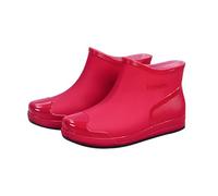 FGUUTYM Wellington Boots, Half Height Women's Boots, Rain Boots, Waterproof Rain Boots, Short Boots, Water Shoes, Plain Ankle Boots, Rain Shoes for Outdoor Work, Fishing, Travel, red, 7 UK