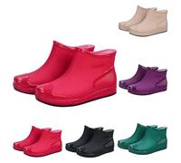 FGUUTYM Wellington Boots, Women's Half Height Rain Boots, Rain Shoes, Short Rain Boots, Waterproof Ankle Boots, Work Shoes, Slip-On Boots, Wellington Boots, Safety Boots, Work Shoes, Garden Boots, red