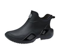 FGUUTYM Wellington Boots Women's Men's Half Height Rain Shoes Rain Boots Garden Boots Waterproof Shoes Rubber Ankle Boots Rubber Shoes Summer Short Stable Shoes Garden Shoes Riding Boots, black, 7 UK