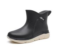 FGUUTYM Wellington Boots Women's Rain Boots with Solid Rubber Sole Wide Shaft Extra Wide Rain Shoes Waterproof and Non-Slip Wellington Boots Half Height Comfortable and Not Boots Garden Boots, black