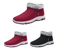 FGUUTYM Winter Boots Winter Warm Women's Lined Plus Velvet Ankle Boots Winter Boots Waterproof Non-Slip Snow Boots Extra Wide Comfort Thermal Boots Winter Shoes Slip On Boots Half Boots, red, 8.5 UK