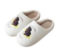 FGUUTYM Winter Cat Slippers Plush Warm Slippers Cute Cartoon House Slippers Memory Foam Home Slippers Comfy Fluffy Slippers Lined Fluffy Mules Soft Flat Slippers, beige, 9 UK