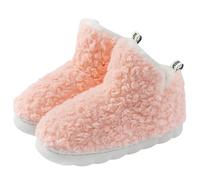 FGUUTYM Winter Plush Slippers Closed Warm Fluffy Felt Slippers Lined Cuddly Plush Shoes Winter Warm Memory Foam Slippers Soft Flat Non-Slip Hut Shoes, pink, 6 UK