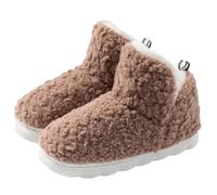 FGUUTYM Winter Plush Slippers Closed Warm Fluffy Felt Slippers Lined Cuddly Plush Shoes Winter Warm Memory Foam Slippers Soft Flat Non-Slip Hut Shoes, coffee, 8 UK