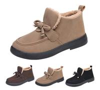 FGUUTYM Winter Shoes Women's Lined Toe Box Barefoot Half Boots Hiking Shoes Autumn Winter Ankle Boots Slip On Shoes Plus Velvet Warm Snow Boots Flat Boat Shoes Casual Shoes Short Boots, black, 8.5 UK