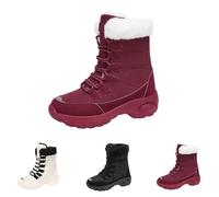 FGUUTYM Winter Shoes Women's Winter Lined Ankle Boots Wear-Resistant Non-Slip Snow Boots Thermal Boots Plus Velvet Comfort Winter Boots Hiking Boots Suitable Winter And For The Snow Season, red, 8 UK