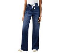 FGUUTYM Women's High Waisted Jeans, Straight Leg Jean Drawstring Denim Pants Wide Leg Jeans for Women Pull On Stretchy Sweatpant Baggy Casual Streetwear Tummy Control Denim Trousers with Pockets