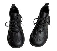 FGUUTYM Women's PU Leather Ankle Boots Retro Boots Ankle Boots Short Boots with Lacing Low Boots Half Boots Half Height Women's Boots Transition Boots Slip On Boots Summer Boots, black, 5 UK