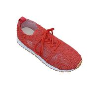 FGUUTYM Women's Trainers Lightweight Wide Mesh Breathable Trainers Comfortable Walking Shoes Non-Slip Abrasion Resistant Outdoor Sports Shoes with Air Cushion Slip On Flat Shoes Casual Shoes, red, 5