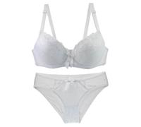 FGUUTYM Women's Underwire Lace Bras Pu Sh Up Bra and Sexy Bikini Pan Ties Sets Suspender Set, White, 38B
