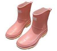 FGUUTYM Women's Wellington Boots, Solid Rubber Sole Rain Shoes, Half Height Rain Boots, Hiking Waterproof Garden Boots, Wide Shaft Extra Wide Garden Shoes, Waterproof Boots, Garden Shoes, pink, 8 UK