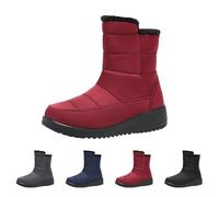 FGUUTYM Women's Winter Boots - Classic Lined High Top Winter Shoes Waterproof Non-Slip Snow Boots Thermal Boots Plus Velvet Comfort Short Shaft Boots Shoes Hiking Boots, red, 8.5 UK