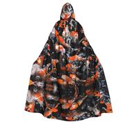 Fgwaauh 58inch Cloak With Hood, Japan Fancy Koi Carp Fishes Unisex Full Length Hooded Cape Halloween Party Cosplay Costume Cloak