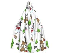 Fgwaauh 58inch Cloak With Hood, Merry Christmas Happy Unisex Full Length Hooded Cape Halloween Party Cosplay Costume Cloak