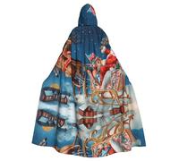 Fgwaauh 58inch Cloak With Hood, Merry Christmas Unisex Full Length Hooded Cape Halloween Party Cosplay Costume Cloak