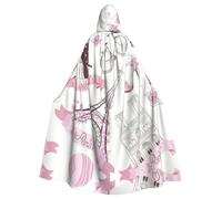 Fgwaauh 58inch Cloak With Hood, Romantic Paris Butterfly Eiffel Unisex Full Length Hooded Cape Halloween Party Cosplay Costume Cloak