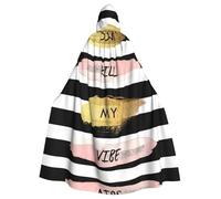 Fgwaauh 58inch Cloak With Hood, Stripe Don'T Kill My Vibe Unisex Full Length Hooded Cape Halloween Party Cosplay Costume Cloak
