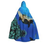 Fgwaauh 58inch Cloak With Hood, Submarine Turtle Under The Sea Unisex Full Length Hooded Cape Halloween Party Cosplay Costume Cloak