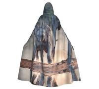 Fgwaauh 58inch Cloak With Hood, Two Elephants Playing Unisex Full Length Hooded Cape Halloween Party Cosplay Costume Cloak