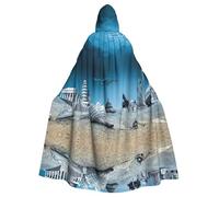 Fgwaauh 58inch Cloak With Hood, Underwater World Shell Unisex Full Length Hooded Cape Halloween Party Cosplay Costume Cloak