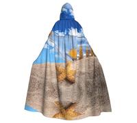 Fgwaauh 58inch Cloak With Hood, Wishing Bottle Seascape Unisex Full Length Hooded Cape Halloween Party Cosplay Costume Cloak