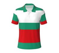 Fgwaauh Bulgarian Flag Golf Shirts for Men Dry Fit Performance Polo Short Sleeve Collared Shirt Black