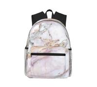 Fgwaauh Casual Pink White Marble Pattern Backpack For Men And Women Lightweight Travel