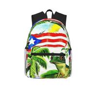 Fgwaauh Casual Puerto Rico Flag Frog Palm Trees Backpack For Men And Women Lightweight Travel