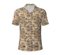 Fgwaauh Cute Dog Bone Bowl Woof Paw Golf Shirts for Men Dry Fit Performance Polo Short Sleeve Collared Shirt Black