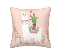 Fgwaauh Cute Hand Drawn Llama Corduroy Decorative Throw Pillow Covers Printed For Sofa Home Decor