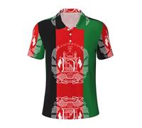 Fgwaauh Flag of Afghanistan Golf Shirts for Men Dry Fit Performance Polo Short Sleeve Collared Shirt Black