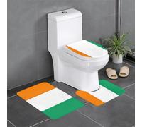Fgwaauh Flag Of Cote D'Ivoire Bathroom Rug Mat Set 3 Piece, Non-Slip Soft Carpet Mats, U-Shaped Toilet For Bathroom, Tub, Shower