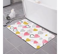 Fgwaauh Gold Pink Heart Diatomaceous Earth Shower Mat, Non-Slip Super Absorbent Quick Drying Bathroom Floor Mat