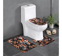 Fgwaauh Japan Fancy Koi Carp Fishes Bathroom Rug Mat Set 3 Piece, Non-Slip Soft Carpet Mats, U-Shaped Toilet For Bathroom, Tub, Shower