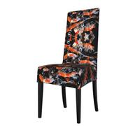 Fgwaauh Japan Fancy Koi Carp Fishes Dining Chair Covers,Removable Washable Kitchen Dining Room Chair Slipcovers For Universal Fit,For Home,Restaurant,Banquet