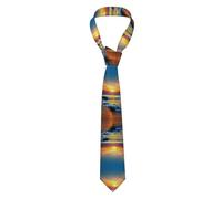 Fgwaauh Last Sun Rays Of Over The Sea Waves Classic Men'S Silk Tie Necktie Neck Ties