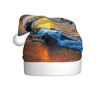 Fgwaauh Last Sun Rays Of Over The Sea Waves Santa Hat, Christmas Hat,For Xmas New Year Christmas Party, Christmas New Year Festive Holiday Party Supplies