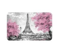 Fgwaauh Oil Painting Paris Eiffel Tower Diatomaceous Earth Shower Mat, Non-Slip Super Absorbent Quick Drying Bathroom Floor Mat