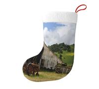 Fgwaauh Old Wooden Barn With Rusted Tractor Christmas Stockings Personalized Christmas For Family Holiday Xmas Party Decor Fireplace Hanging
