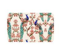 Fgwaauh Peacock Diatomaceous Earth Shower Mat, Non-Slip Super Absorbent Quick Drying Bathroom Floor Mat
