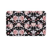 Fgwaauh Pink Flower Diatomaceous Earth Shower Mat, Non-Slip Super Absorbent Quick Drying Bathroom Floor Mat