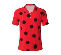 Fgwaauh Polka Dot Golf Shirts for Men Dry Fit Performance Polo Short Sleeve Collared Shirt Black
