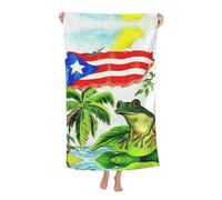 Fgwaauh Puerto Rico Flag Frog Palm Trees Microfiber Beach Towel Towel Pool,Travel, Cruise,Home Baths, Camping Essentials Adults