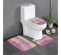 Fgwaauh Rainbow Stripes Bathroom Rug Mat Set 3 Piece, Non-Slip Soft Carpet Mats, U-Shaped Toilet For Bathroom, Tub, Shower