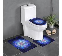 Fgwaauh Rectangle Mandala Bathroom Rug Mat Set 3 Piece, Non-Slip Soft Carpet Mats, U-Shaped Toilet For Bathroom, Tub, Shower